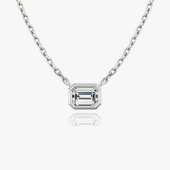 0.25 CT-1.0 CT Emerald Bezel Solitaire CVD F/VS Diamond Necklace 1