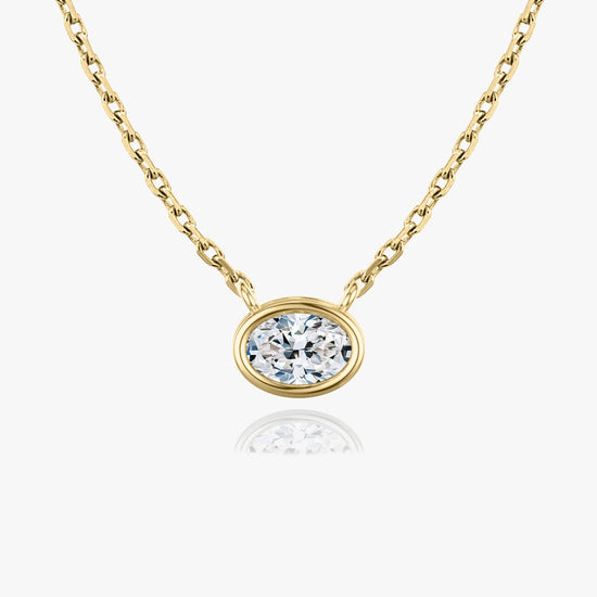 0.25 CT-1.0 CT Oval Bezel Solitaire CVD F/VS Diamond Necklace 4