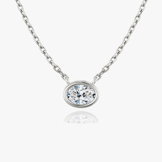 0.25 CT-1.0 CT Oval Bezel Solitaire CVD F/VS Diamond Necklace 1