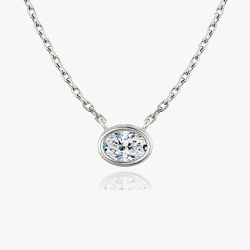 0.25 CT-1.0 CT Oval Bezel Solitaire CVD F/VS Diamond Necklace 1