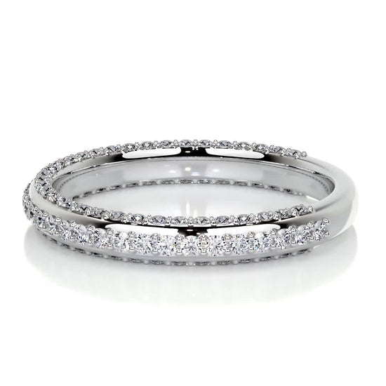 0.75 CT Round Triple Row CVD EF/VVS Diamond Wedding Band 1