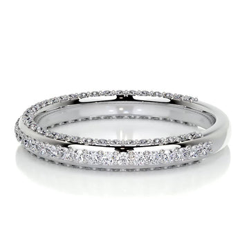 0.75 CT Round Triple Row CVD EF/VVS Diamond Wedding Band 1