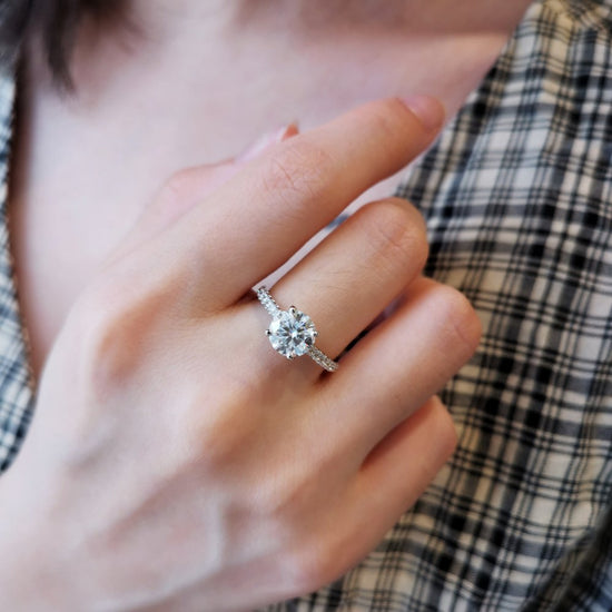 1.50 CT Round Shaped Moissanite Pave Setting Engagement Ring 8