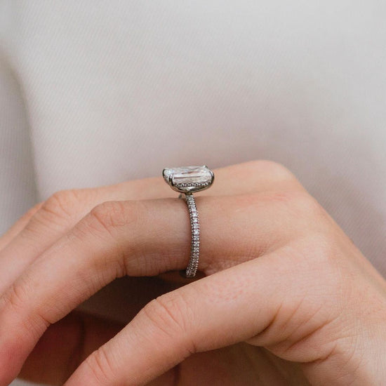 3.0 CT Radiant Solitaire Hidden Halo Moissanite Engagement Ring 5