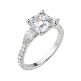 2.54 CT Cushion 3 Stone Moissanite Engagement Ring 5