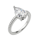 1.33 CT Pear Cut Solitaire Pave Moissanite Engagement Ring 4