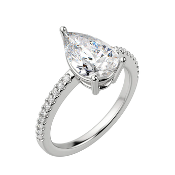 1.33 CT Pear Cut Solitaire Pave Moissanite Engagement Ring 4