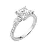 2.78 CT Princess 3 Stone Moissanite Engagement Ring 5