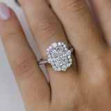 3.40 CT Radiant Cluster Halo Moissanite Engagement Ring 6