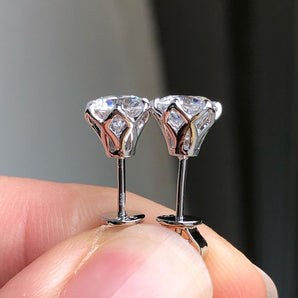 1.0 TCW Round Cut Moissanite Solitaire Stud Earrings 2