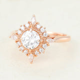 0.68 CT Round Shaped Moissanite Cluster Engagement Ring 3