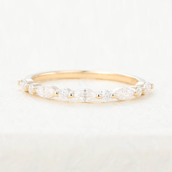 0.44 CT Round & Marquise Shaped Moissanite Alternative Stone Wedding Band 1