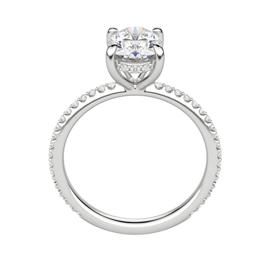 1.91 CT Oval Solitaire Moissanite Engagement Ring With Pave Setting 5