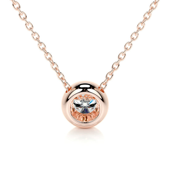 1.0 CT Round Bezel Solitaire CVD F/VS Diamond Necklace 13