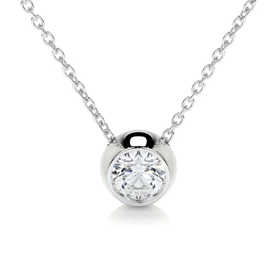 1.0 CT Round Bezel Solitaire CVD F/VS Diamond Necklace 1