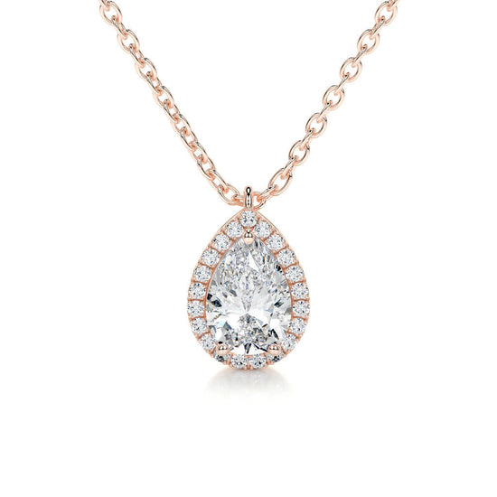 1.50 CT Pear Halo CVD F/VS Diamond Necklace 8