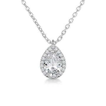 1.50 CT Pear Halo CVD F/VS Diamond Necklace 1