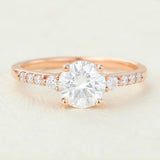 0.88 CT Round Shaped Moissanite Pave Setting Engagement Ring 1