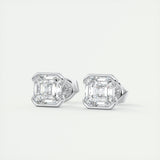 1.0 CT Asscher Solitaire CVD G/VS Diamond Earrings 2
