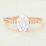 1.33 CT Oval Shaped Moissanite Pave Setting Engagement Ring 1