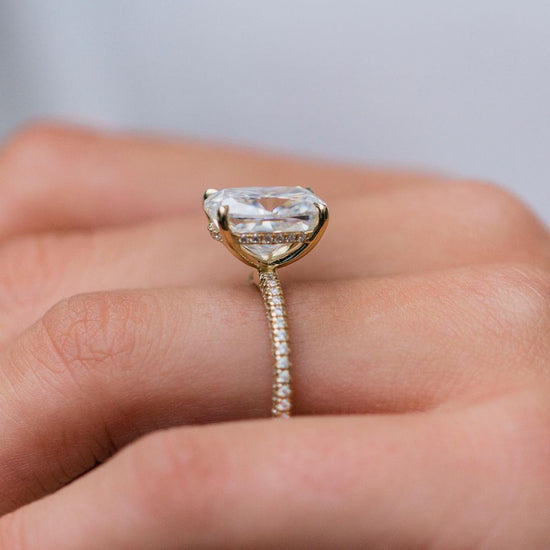 5.70 CT Elongated Cushion Hidden Halo Moissanite Engagement Ring 3