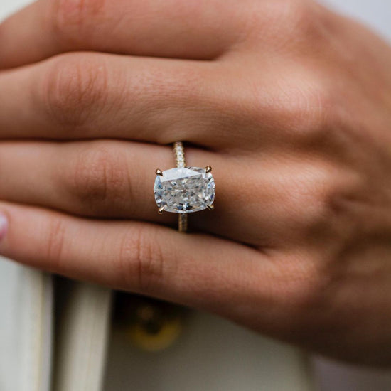 5.70 CT Elongated Cushion Hidden Halo Moissanite Engagement Ring 5