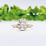 2.72 CT Oval Solitaire Hidden Halo Moissanite Engagement Ring 2