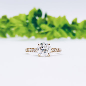 1.85 CT Round Cut Hidden Halo Pave Moissanite Engagement Ring 2