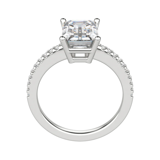 2.30 CT Emerald Solitaire Moissanite Engagement Ring With Pave Setting 5