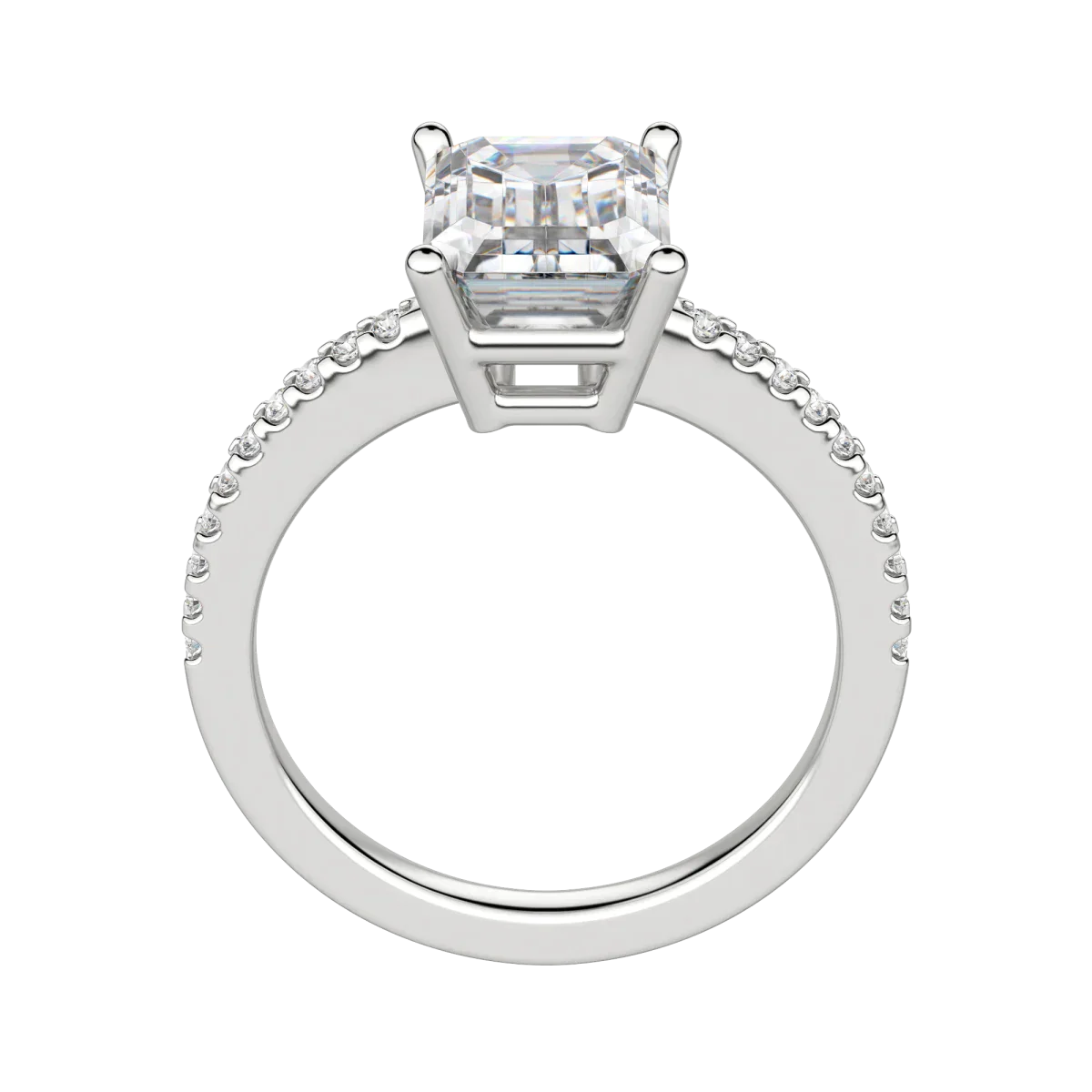 2.30 CT Emerald Solitaire Moissanite Engagement Ring With Pave Setting 5