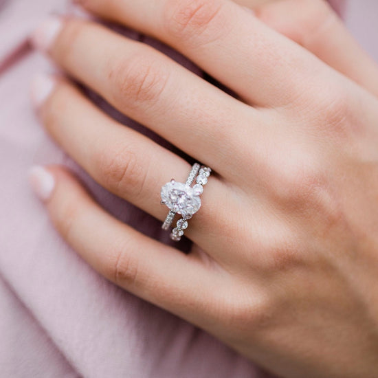 3.0 CT Oval Solitaire Hidden Halo & Pave Moissanite Engagement Ring 8