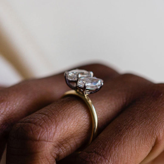 3.45 CT Pear & Marquise Two Stone Moissanite Engagement Ring 4