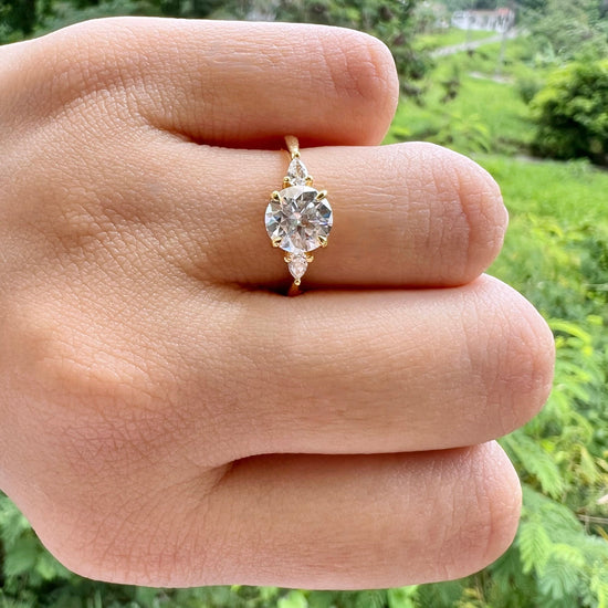 2.65 CT Round Cut Three Stone Moissanite Engagement Ring 3