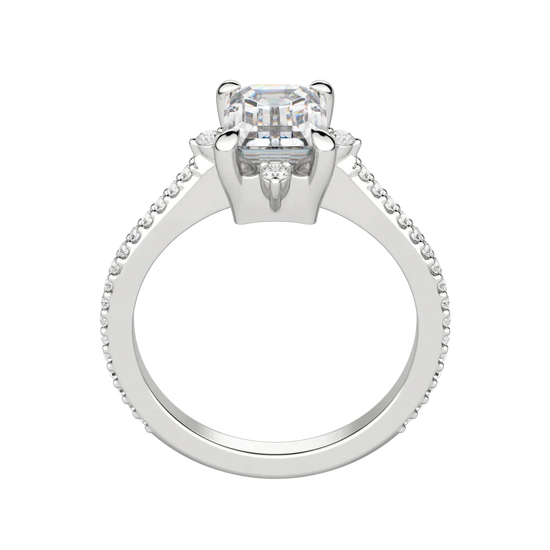 1.60 CT Emerald Solitaire Pave Moissanite Engagement Ring 6