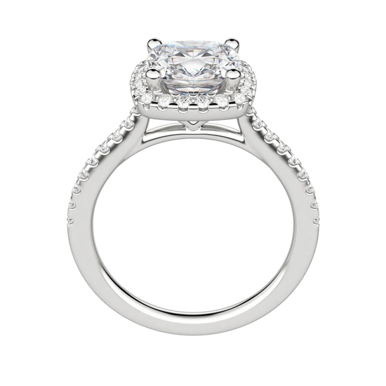 2.15 CT Cushion Cut Halo Moissanite Engagement Ring 5