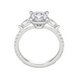 2.54 CT Cushion 3 Stone Moissanite Engagement Ring 6