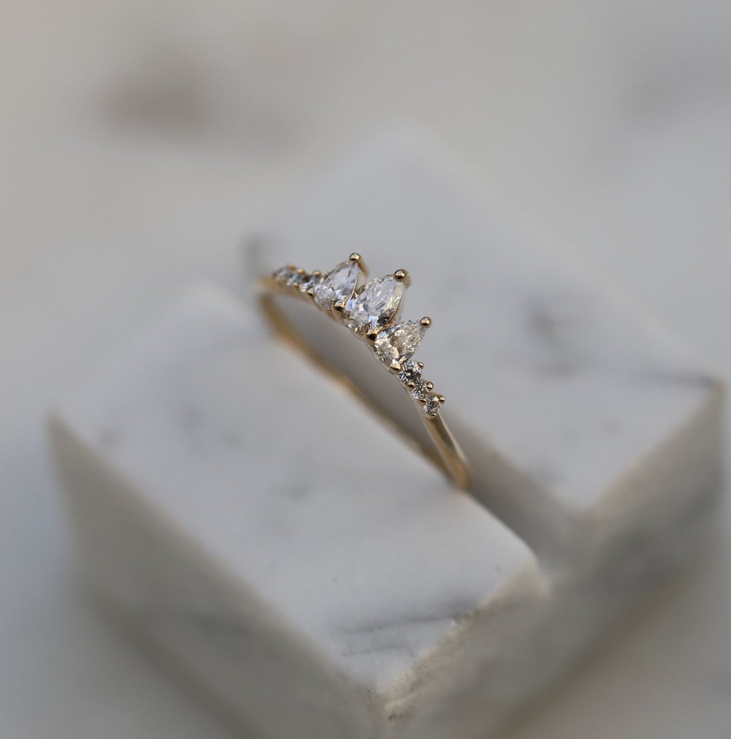 0.43 CT Pear & Round Multi Stones CVD EF/VS Diamond Wedding Band 1