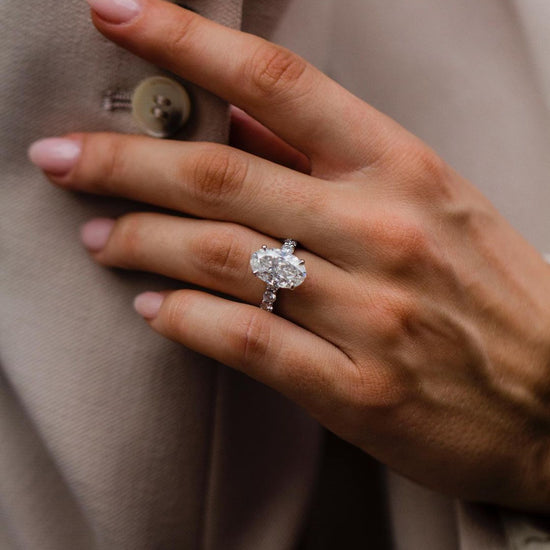 5.10 CT Oval Cut Solitaire Moissanite Engagement Ring 3