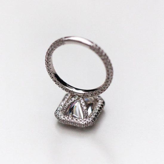 4.4 CT Radiant Double Halo Moissanite Engagement Ring 3