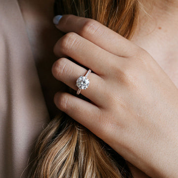 3.08 CT Round Cut Pave Moissanite Engagement Ring 1