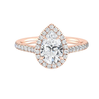 2.1 CT Pear Cut Halo Pave Moissanite Engagement Ring 11