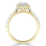 1.0 CT Asscher Cut Halo Pave Moissanite Engagement Ring 6