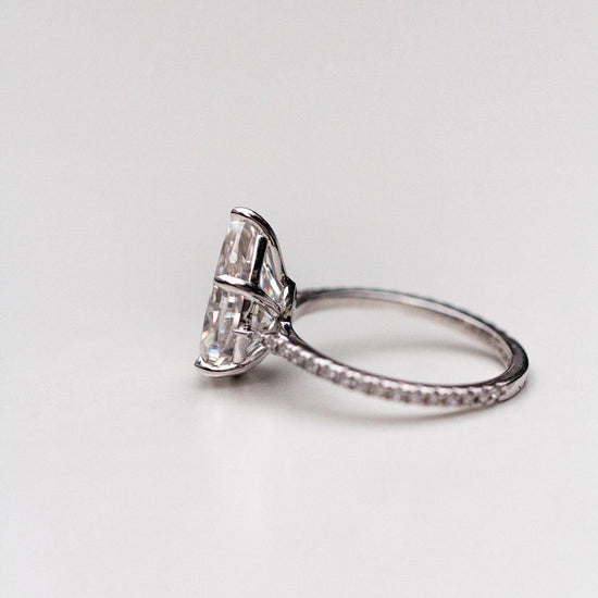 4.10 CT Pear Solitaire Pave Moissanite Engagement Ring 4