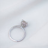 3.15 CT Elongated Crushed Ice Cushion Solitaire Hidden Halo Moissanite Engagement Ring 5