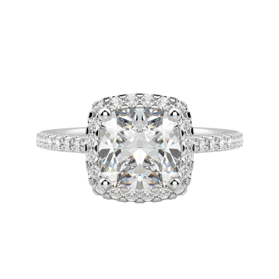 2.15 CT Cushion Cut Halo Moissanite Engagement Ring 3