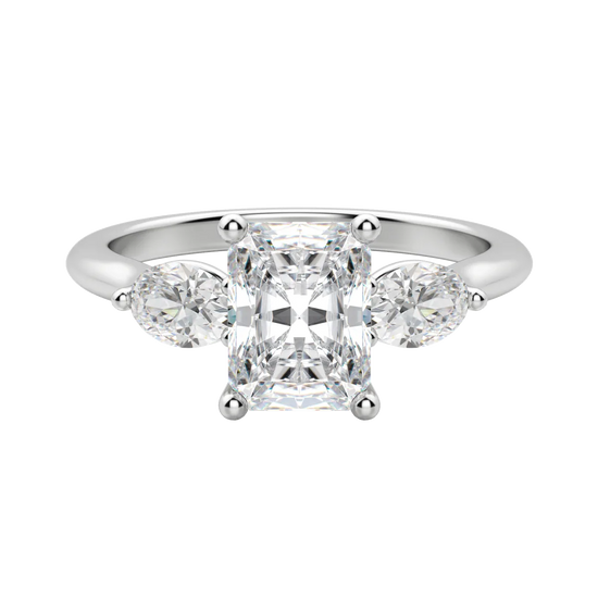 1.67 CT Radiant Cut 3 Stone Moissanite Engagement Ring 3