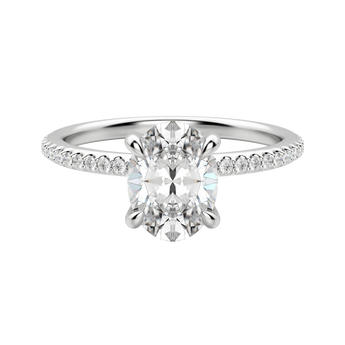 1.91 CT Oval Solitaire Moissanite Engagement Ring With Pave Setting 3