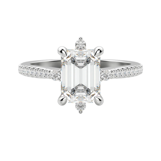 1.60 CT Emerald Solitaire Pave Moissanite Engagement Ring 4