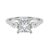 2.78 CT Princess 3 Stone Moissanite Engagement Ring 4