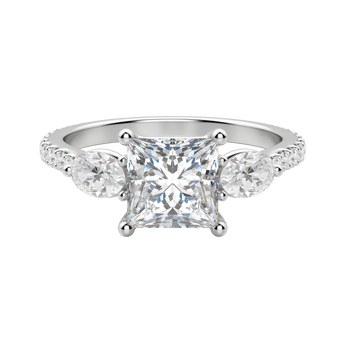 2.78 CT Princess 3 Stone Moissanite Engagement Ring 4